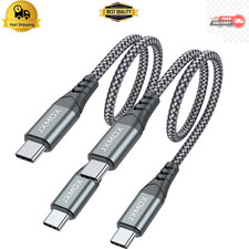 Short USB C to USB C Cable 60W, 2 Pack 1ft Type C Fast Charging Cord Charger C