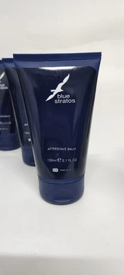 3 X Blue Stratos Aftershave Balm Moisturising Cream 3x 150ml New Mens Grooming