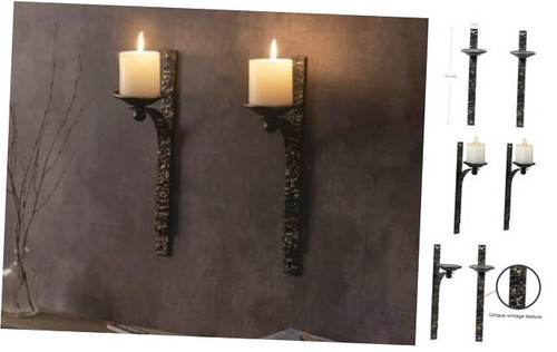 Wall Candle Sconce Holder Set of 2,Black Metal Wall Mount Candle Holders