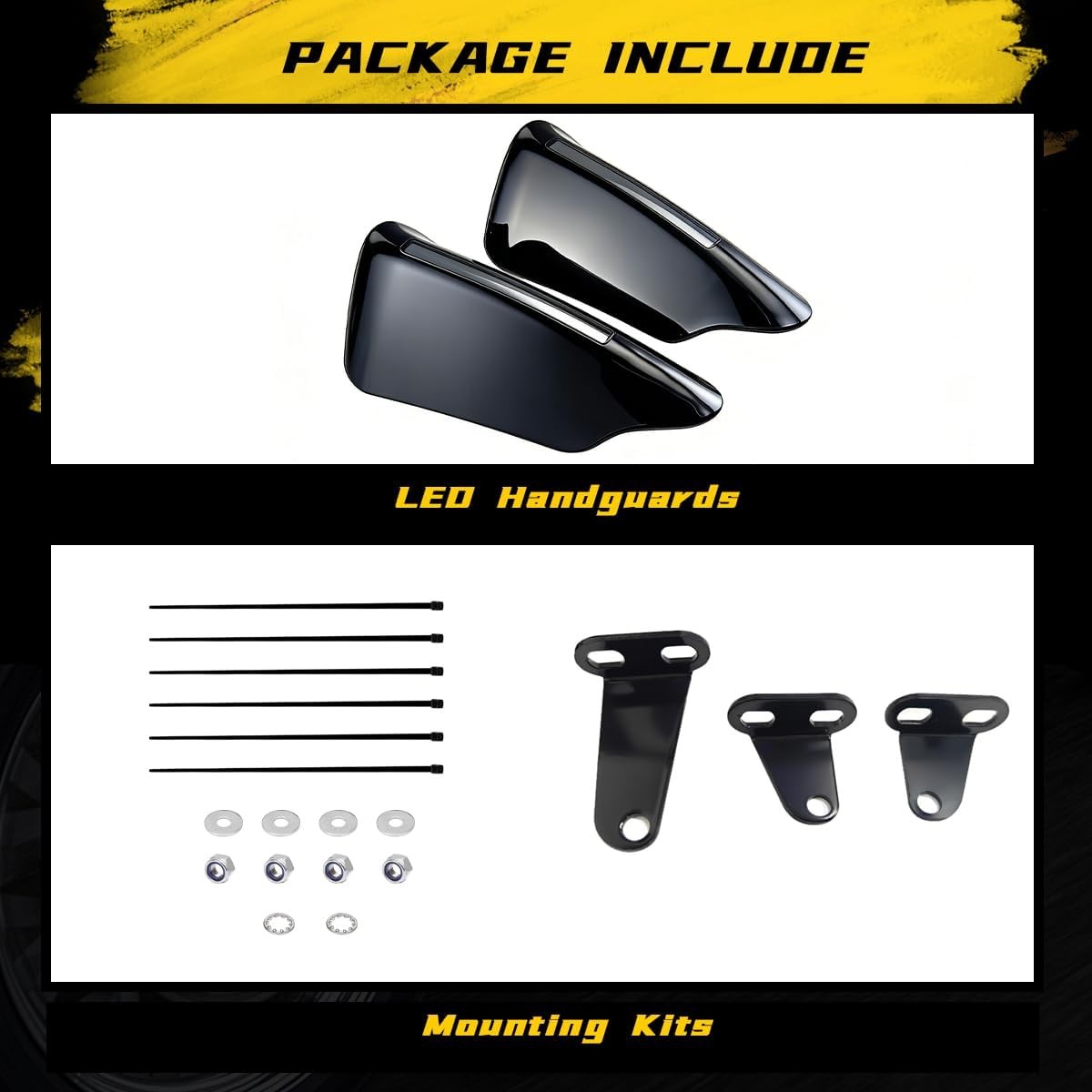 Motorcycle Handguards Hand Guards with LED Lights DRL Indicators