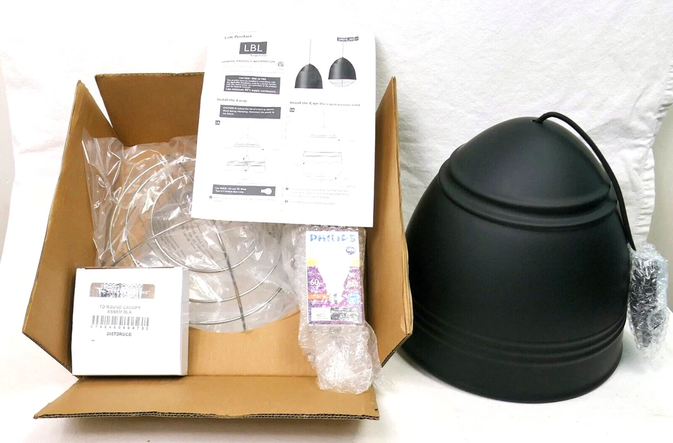 LBL 12" Loft Pendant - Rubberized Black w/Nickel Cage - Visual Comfort - $900 - Image 2 of 4