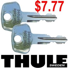 2 THULE Replacement Key Ski Roof Car Rack Lock Bicycle Hauler Carrier Surf Kayak