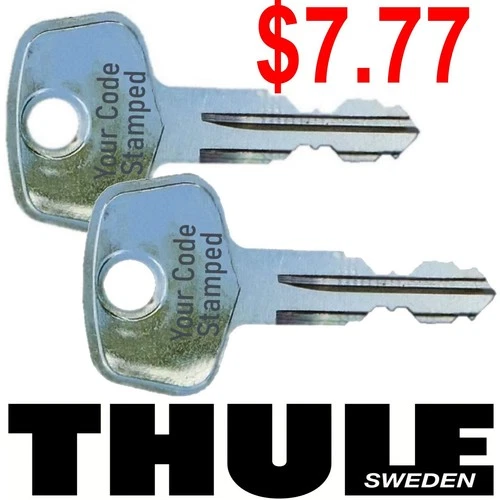 2 THULE Replacement Key Ski Roof Car Rack Lock Bicycle Hauler Carrier Surf Kayak