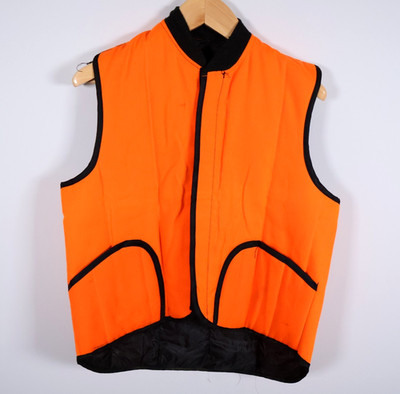 80s Hunting Vest Men's Medium Blaze Orange Full Zip Lightweight Outdoor VTG