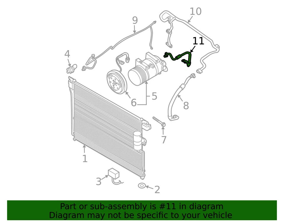 Manguera de alta descarga de aire acondicionado original Nissan Frontier Xterra 2008-2016 2,5 92490-ZS10A Foto 3 de 3