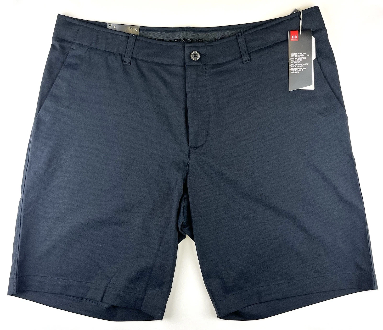 Under Armour Men’s Size 40 Inseam 10.5” Black Golf Shorts Chino Flat Front