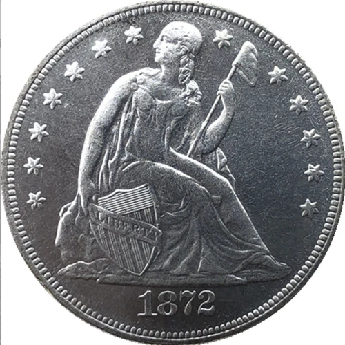 1872 CC Seated Liberty Silver 1 Dollar  High Grade A++++ Gift！