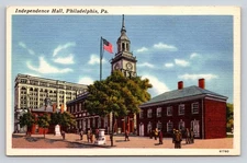 Vintage Linen Independence Hall Philadelphia Postcard Tichnor Bros