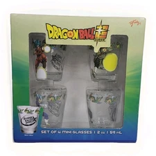 Dragon Ball Z Super Shot Glass - Set Of 4 - 2 Oz Mini Glasses - NEW DBZ