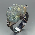 Carving AAA 18 ct Natural Labradorite Ring 925 Sterling Silver Size 7.5 /R469775