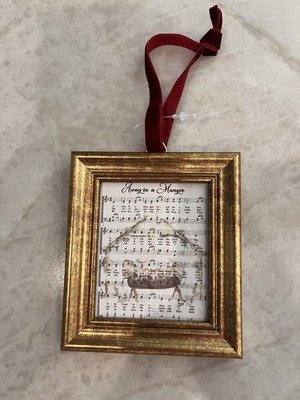 Framed Away In A Manger Music Sheet Ornament NEW HTF