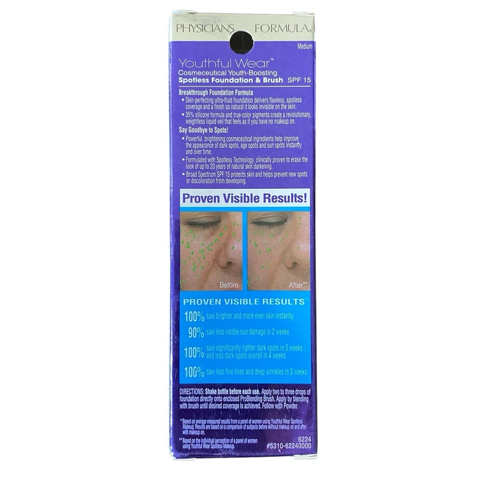 Physicians Formula Youthful Wear Spotless Foundation & Brush SPF 15 Medium 6224 - Image 3 of 4