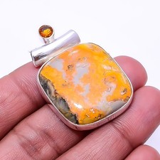 Bumble Bee Jasper 925 Sterling Silver Jewelry Pendant 1.56" P5, Christmas Gift
