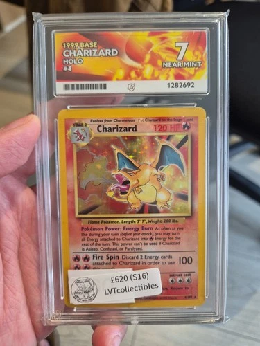 1999 - Charizard - Base - 4/102 - Holo - ACE Graded 7 NM