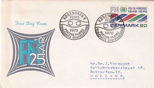 SA25d Denmark 1970 The 25th Anniversary of UN , FDC