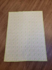 Vintage Quilted Babye Blanket Green Baby Shower Gift Bunny Bears