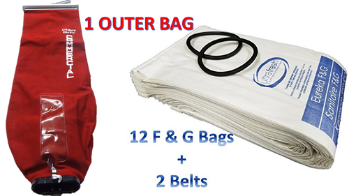 12 Bags for Eureka Style F&G Vacuum Cleaner F G Sanitaire Commercial + 2 Belts - Picture 1 of 7