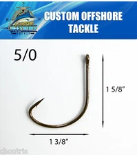 25 Size 5/0 Custom Offshore Tackle Kahle Offset Black Nickel Hooks Straight Eye