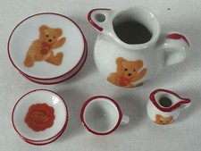 Vintage Reutter Hermann Teddy Original Miniature Mini Porcelain Tea Set Germany