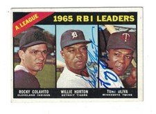 Willie Horton & Tony Oliva DUAL AUTOGRAPHED 1966 TOPPS BASEBALL CARD SIGNED 