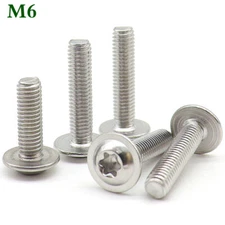 M6 - 1.0 304 Stainless Steel Flange Torx Button Head Screws Six Lobe Allen Bolts