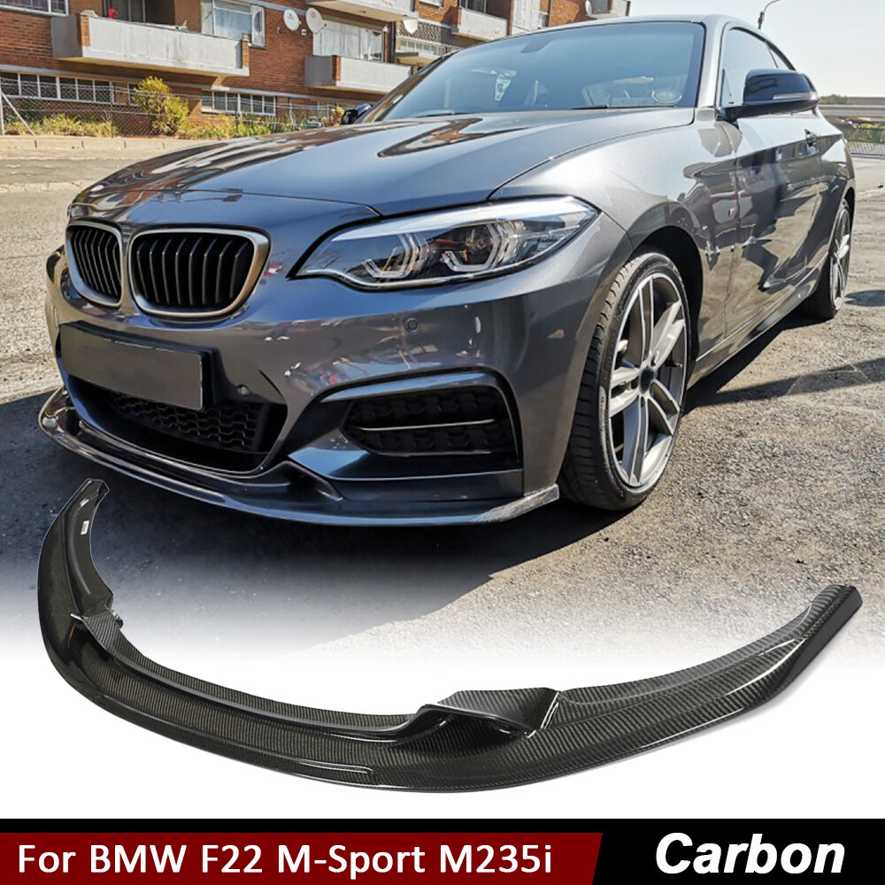 For BMW F22 M-Sport M235i M240i 2014UP Real Carbon Front Bumper Lip Chin Spoiler