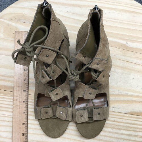 Dolce Vita Sandals Womens 9 Lorena Casual Back Zip Gladiator Wedge Brown Suede - Picture 6 of 19