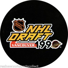 1990 NHL DRAFT SOUVENIR PUCK MARTIN BRODEUR JAROMIR JAGR OWEN NOLAN RARE