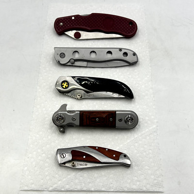 Lot 5 Collectible Folding Pocket Knives Maxam Tiger Chopper and Others