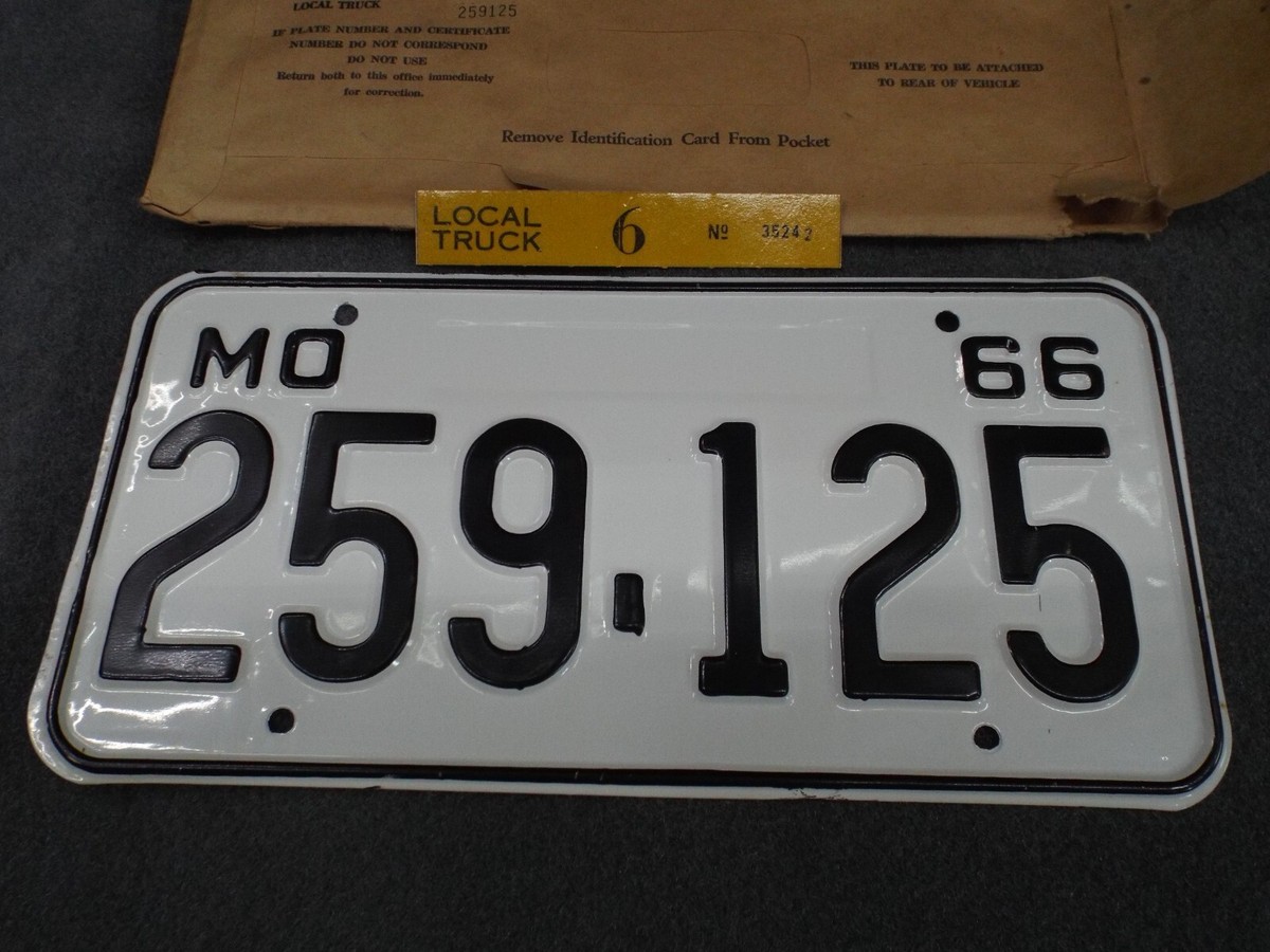 NOS Missouri Truck 1966 License Plate 259 125 Ford F100 Chevrolet