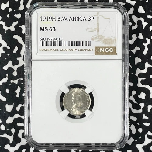 1919-H British West Africa 3 Pence NGC MS63 Lot#G9921 Silver! Choice UNC!