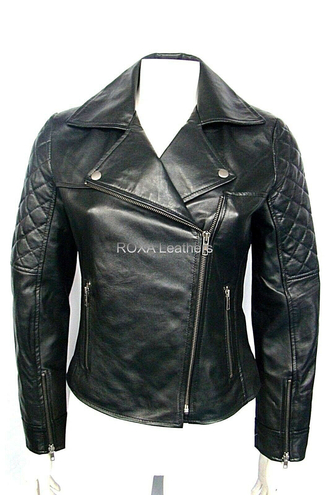 Women's Asymmetrical Quilted Black Motorcycle Leather Jacket