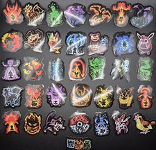 Pokemon Stickers 60 Pack Pc Dark Background Neon Decal - US Seller
