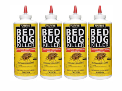 Harris HDE-8 Bed Bug Powder Diatomaceous Earth, 8oz, Yellow Pack of 4