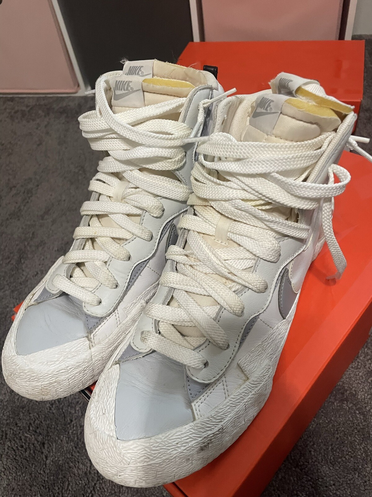 SACAI X NIKE sacai X blazer mid “white gray” nike
