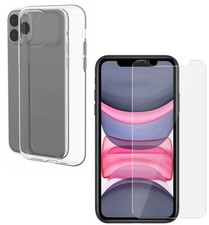 Image of For APPLE IPHONE 11 PRO MAX TEMPERED GLASS SCREEN PROTECTOR + CLEAR TPU GEL CASE
