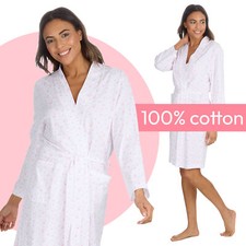 Ladies 100 Cotton Summer Kimono Robe Lightweight Bathrobe Hospital S M L XL