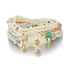 Stack Layering Beads Wrap Bracelet W/ Charms Bohemian Stretch Multi-Color Unisex