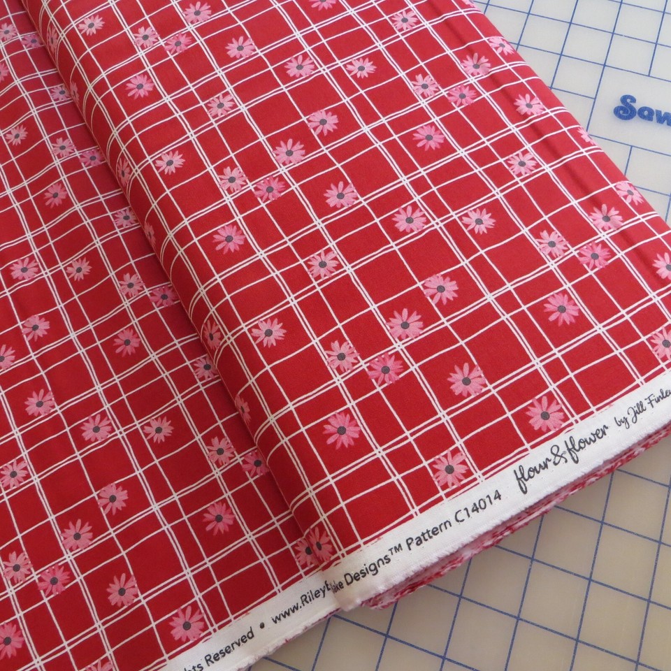 YARD, Flour & Flower Red Grid by Riley Blake 3.99 Ships ANY Amount Of
