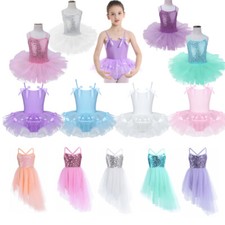 Kid Girls Ballet Tutu Leotard Dress Gymnastics Bodysuit Dance Skirt Dancewear
