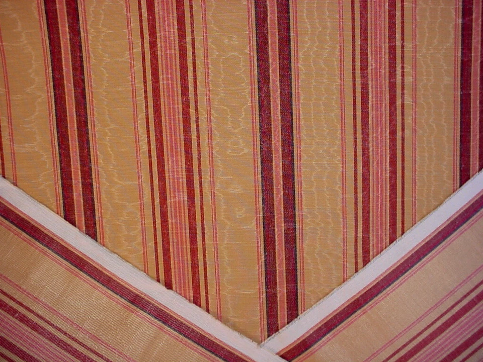 2-5/8Y GP & J Baker J0656 Meredith Gold Rosewood Moire Stripe Upholstery Fabric - Image 4 of 4