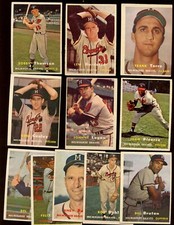 1957 Topps Baseball Card Lot All World Champion Milwaukee Braves 11 Diff EX/NRMT