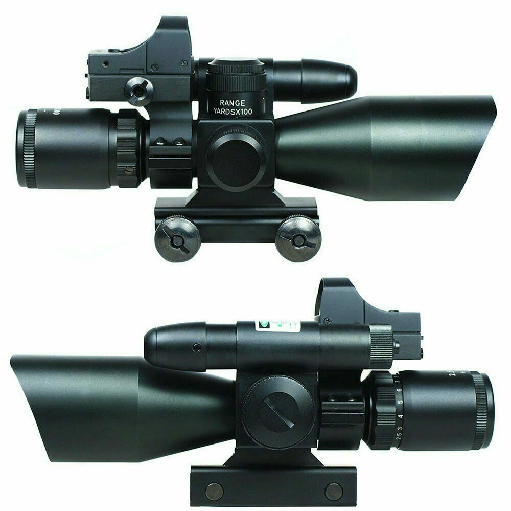 2.5-10X40 Rifle Scope with Green Laser and Mini Reflex 3 MOA Red