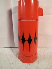 Vintage Aladdin Insulated Thermos Bottle Red Black Diamonds 1 Quart Made in USA