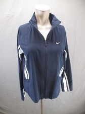NIKE Size M 8-10 Womens Navy Full Zip Stand Collar Pocket Athletic Jacket 161