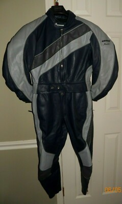 Men's Vintage HARRO MISANO Leather Motorcycle Race One Piece Suit 40R W34 L27