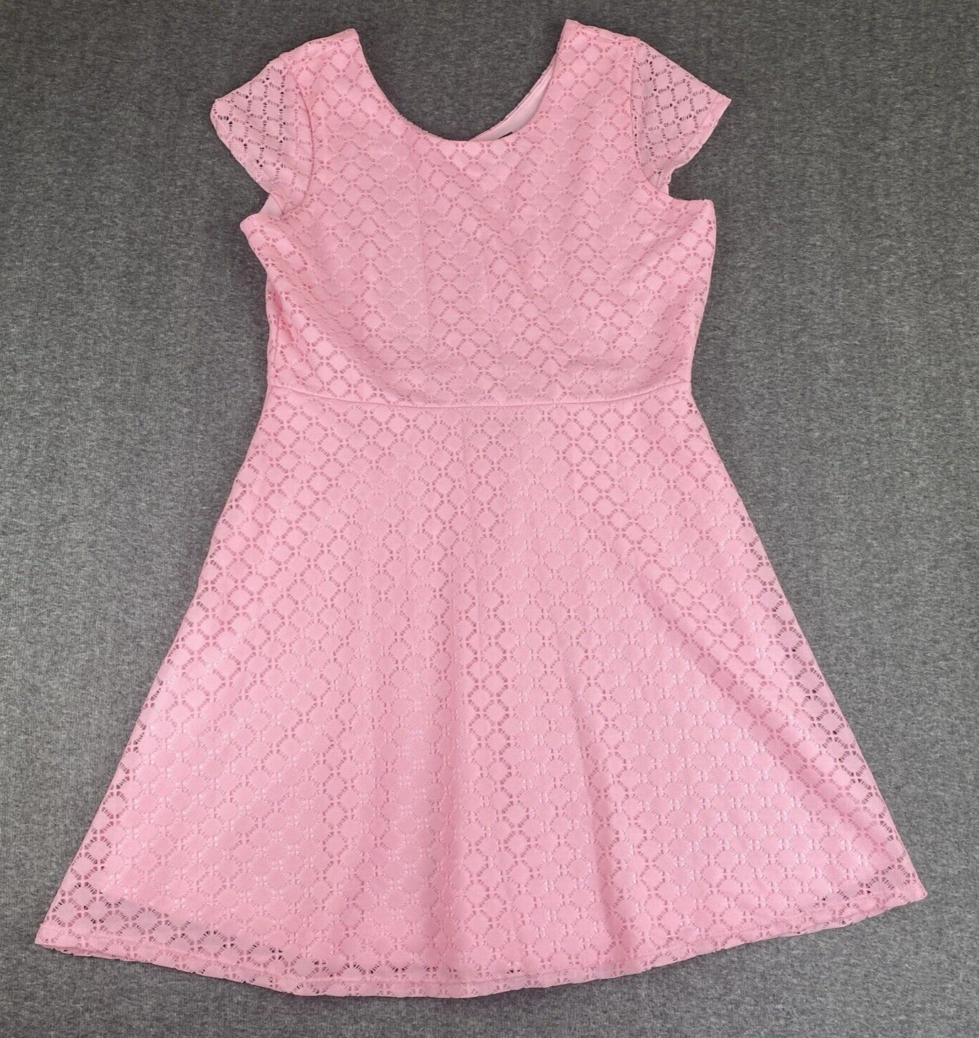 VALENTINO Abito donna pizzo rosa grande petite fit e svasato cappuccio manica romantico civetta