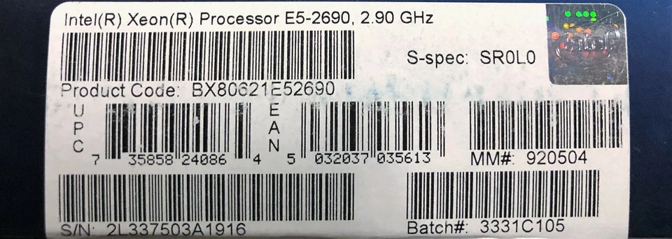 Intel BX80621E52690 SR0L0 Xeon E5-2690 20M Cache, 2.90 GHz, 8.00 GT/s QPI NEW - Image 2 of 2