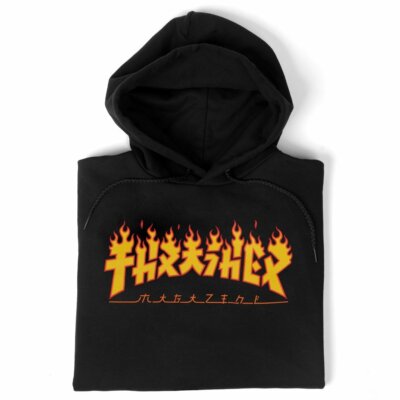 Thrasher Magazine GODZILLA FLAME LOGO PULLOVER Skateboard Hoodie