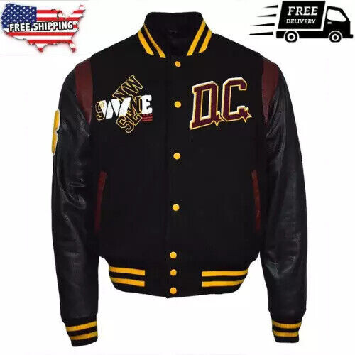 Men's Black 90th Anniversary Washington Commanders DC Proper Varsity Men Jacket